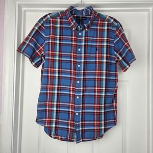 Polo Ralph Lauren Blue Plaid Oxford Shirt‎ Boys Size XL Shirt Sleeve Button Up